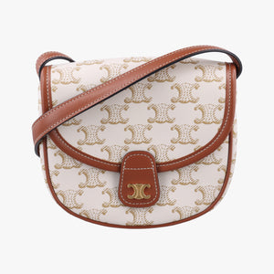 Triomphe Mini Besace White×brown PVC coated canvas U-CU-5201