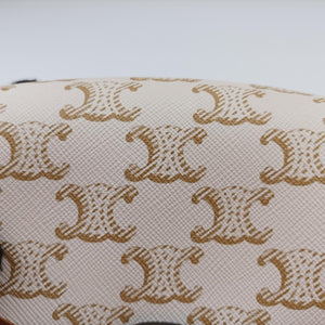 Triomphe Mini Besace White×brown PVC coated canvas U-CU-5201
