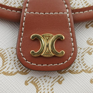 Triomphe Mini Besace White×brown PVC coated canvas U-CU-5201
