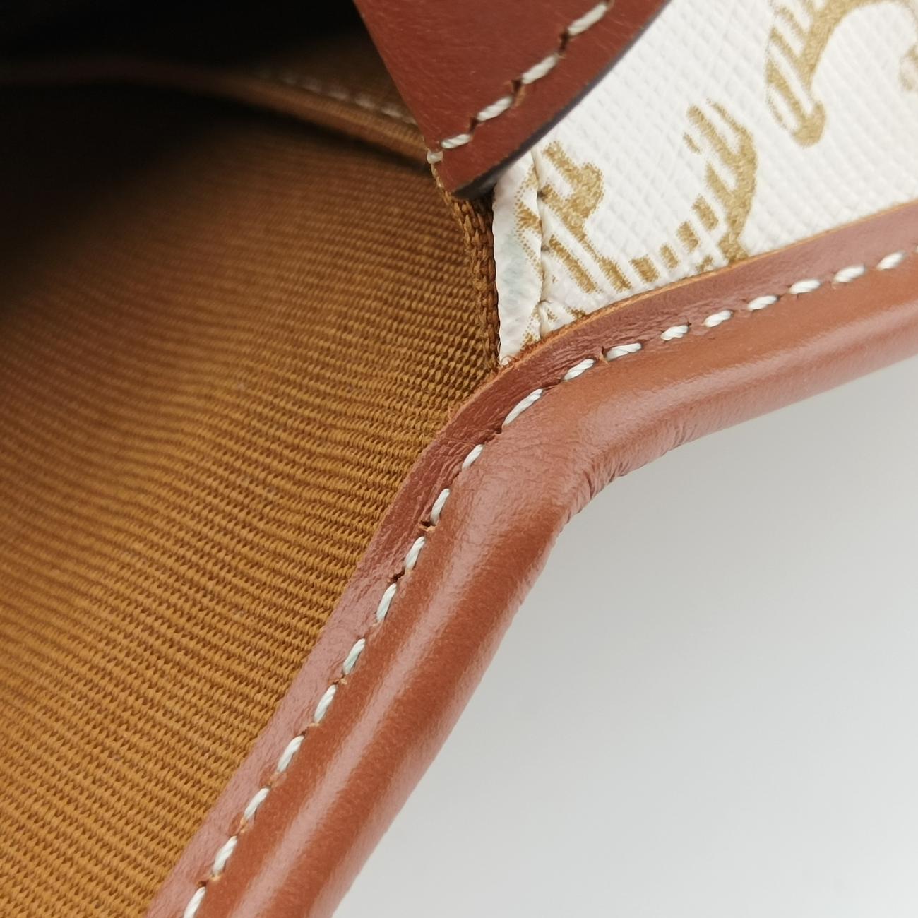 Triomphe Mini Besace White×brown PVC coated canvas U-CU-5201