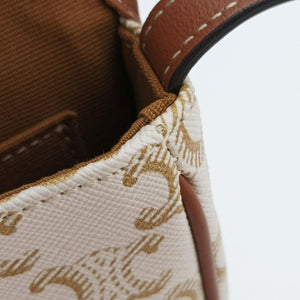Triomphe Mini Besace White×brown PVC coated canvas U-CU-5201