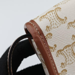 Triomphe Mini Besace White×brown PVC coated canvas U-CU-5201