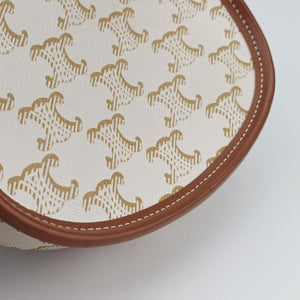 Triomphe Mini Besace White×brown PVC coated canvas U-CU-5201