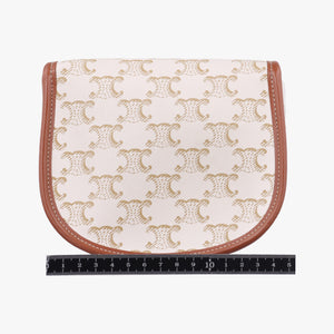 Triomphe Mini Besace White×brown PVC coated canvas U-CU-5201