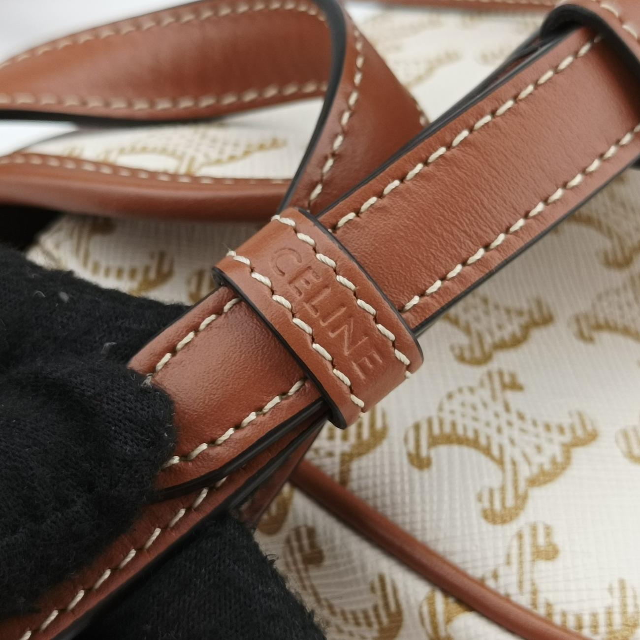 Triomphe Mini Besace White×brown PVC coated canvas U-CU-5201