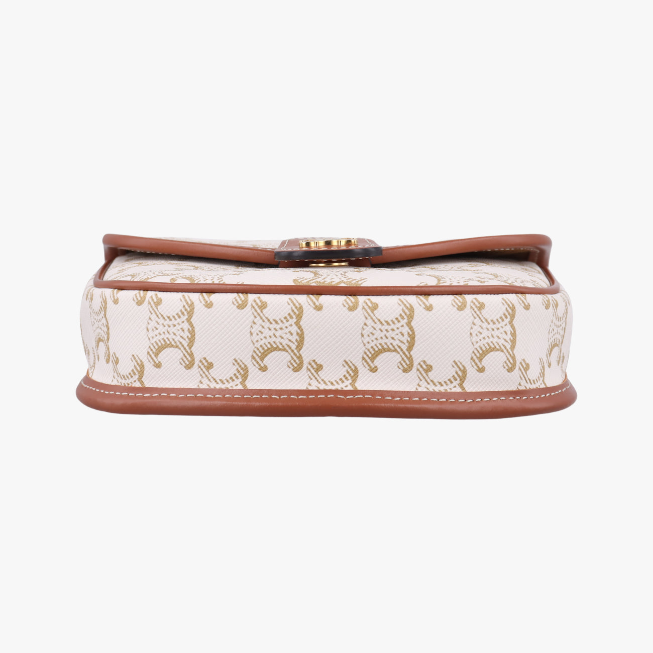 Triomphe Mini Besace White×brown PVC coated canvas U-CU-5201