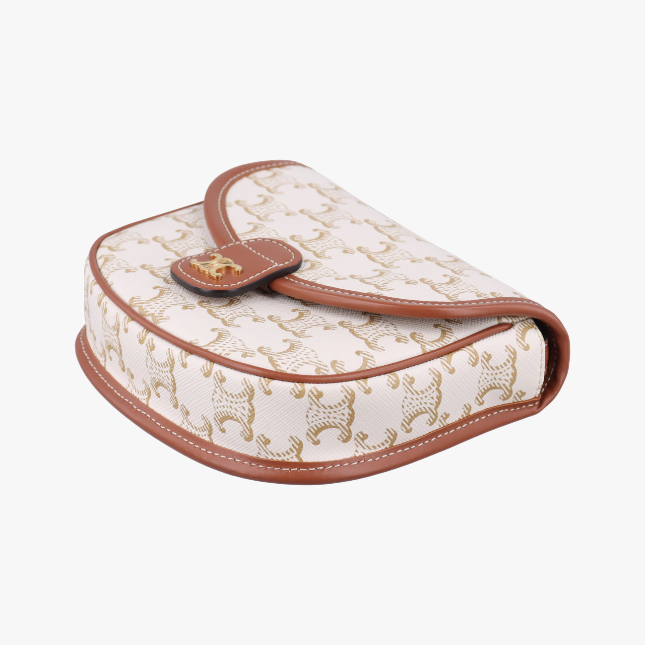 Triomphe Mini Besace White×brown PVC coated canvas U-CU-5201