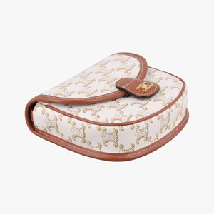 Triomphe Mini Besace White×brown PVC coated canvas U-CU-5201