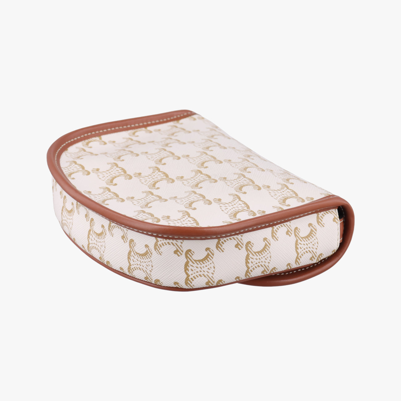 Triomphe Mini Besace White×brown PVC coated canvas U-CU-5201