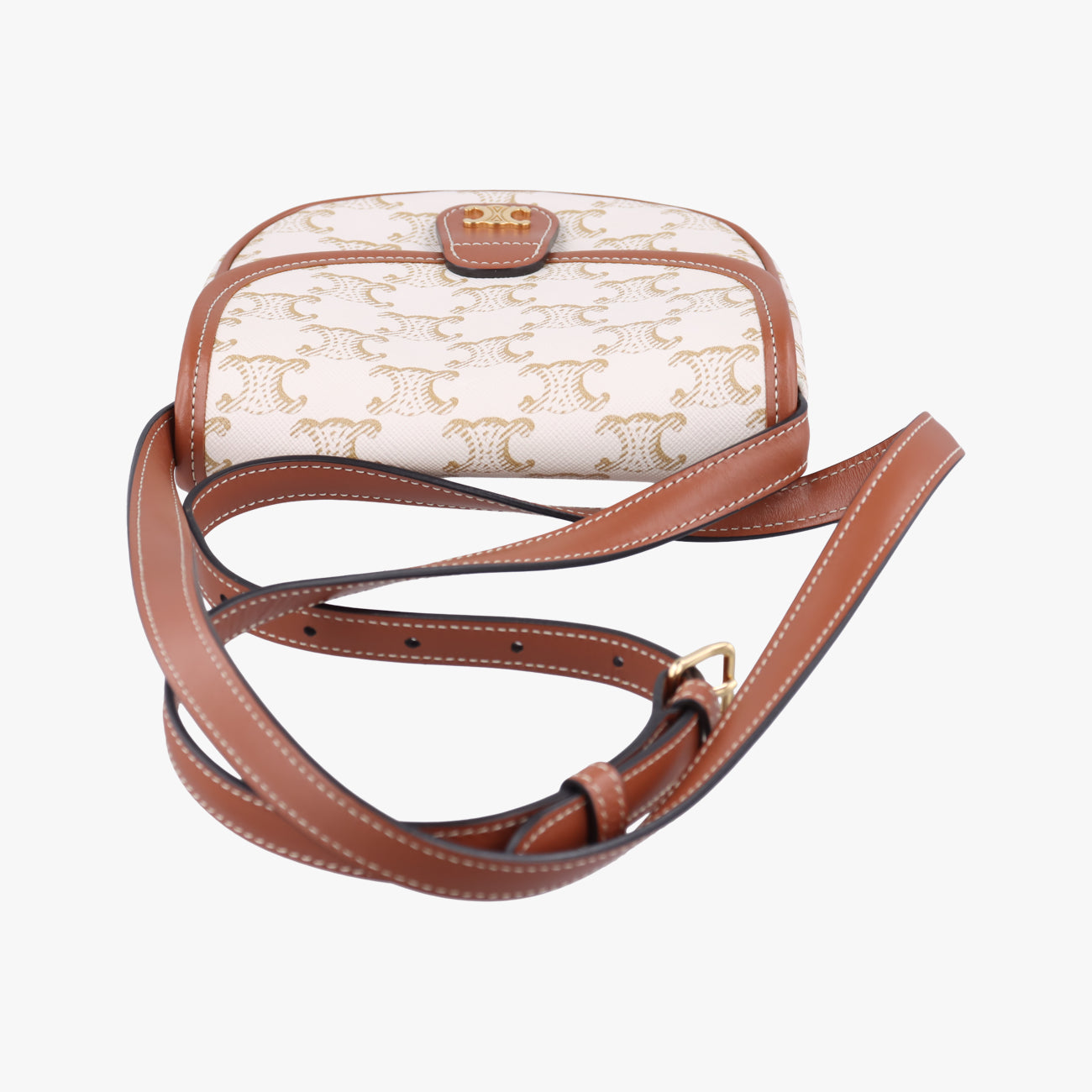 Triomphe Mini Besace White×brown PVC coated canvas U-CU-5201
