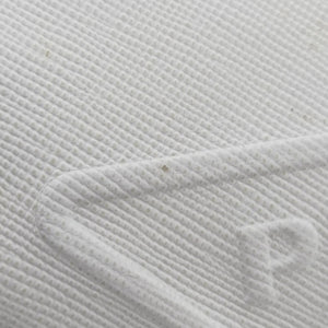 Triangle Logo Plate White SAFFIANO Leather 56 5