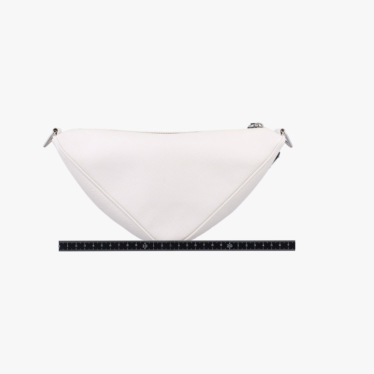 Triangle Logo Plate White SAFFIANO Leather 56 5