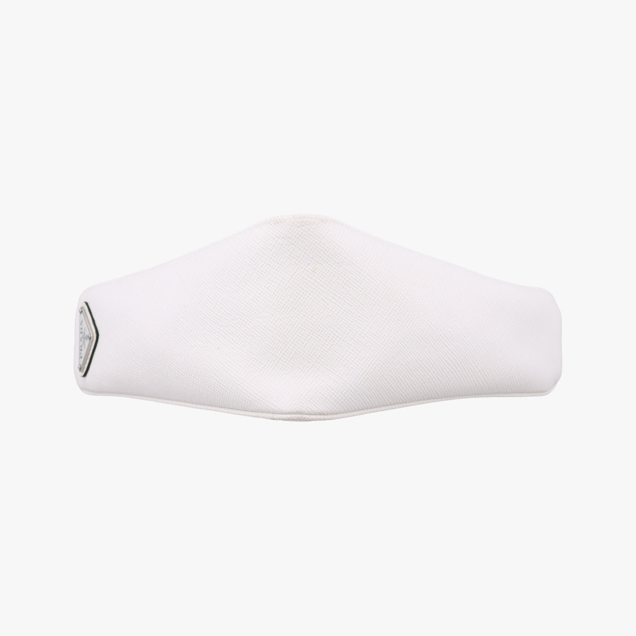 Triangle Logo Plate White SAFFIANO Leather 56 5
