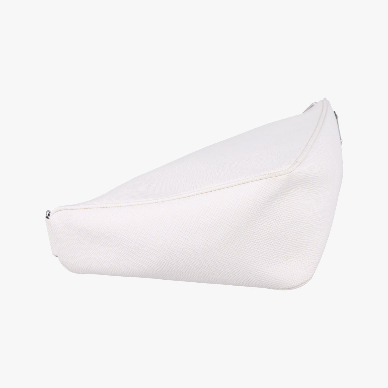 Triangle Logo Plate White SAFFIANO Leather 56 5