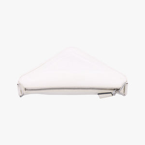 Triangle Logo Plate White SAFFIANO Leather 56 5