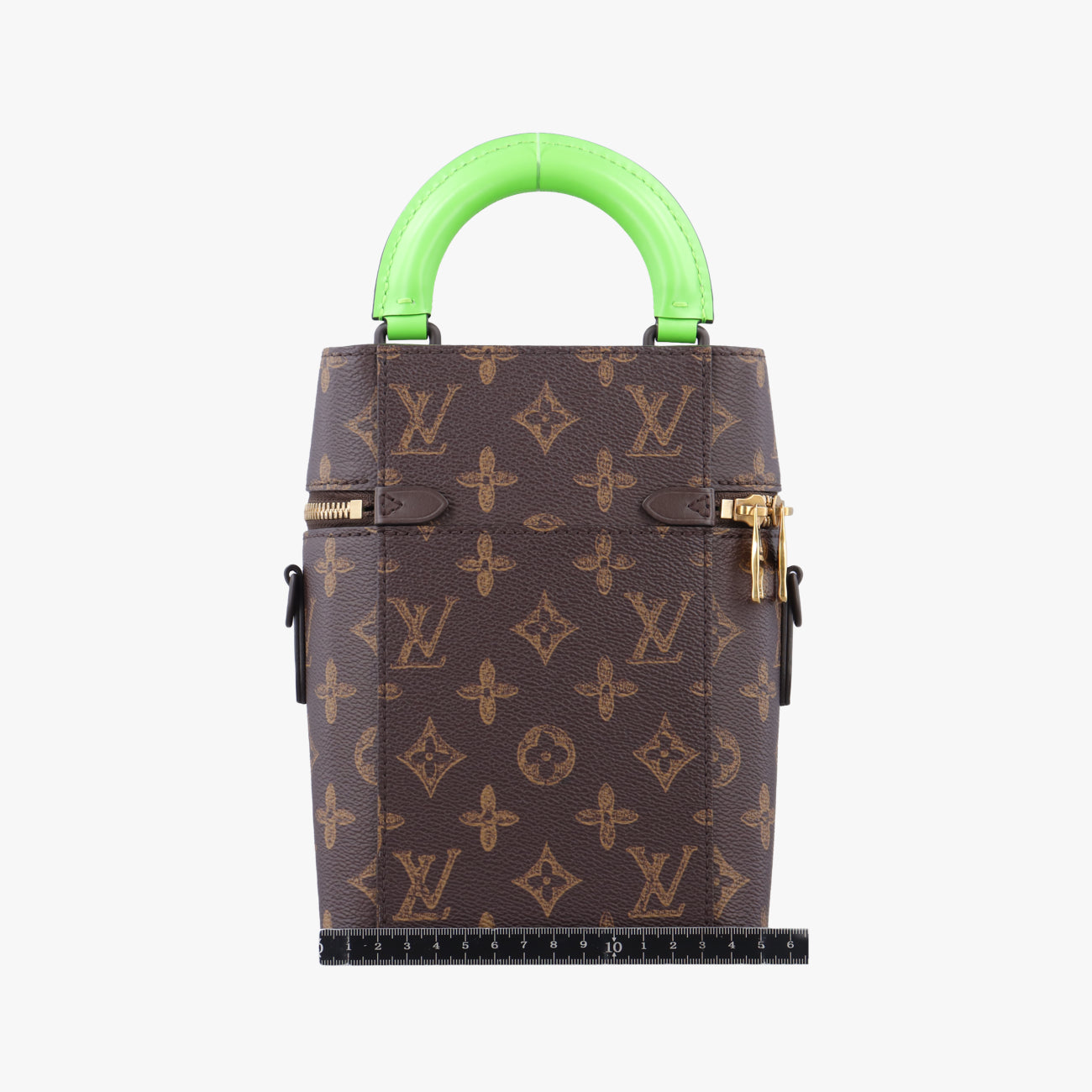 VERTICAL BOX TRUNK brown×green Monogram Canvas×calf leather ICチップ