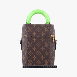VERTICAL BOX TRUNK brown×green Monogram Canvas×calf leather ICチップ