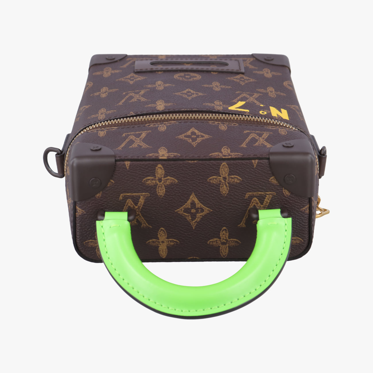 VERTICAL BOX TRUNK brown×green Monogram Canvas×calf leather ICチップ