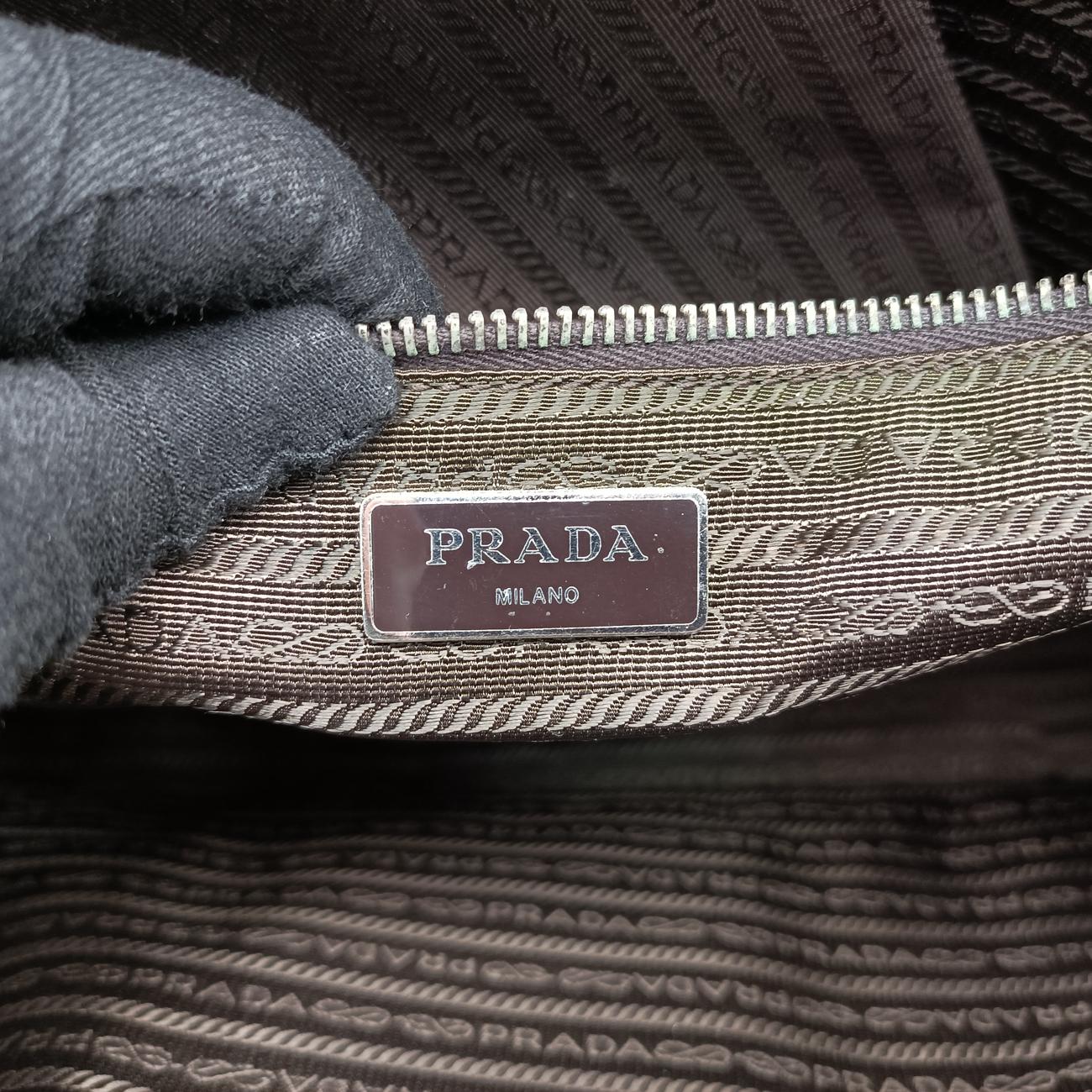 Triangle Logo Plate Brown Saffiano Leather 164