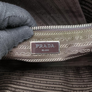 Triangle Logo Plate Brown Saffiano Leather 164