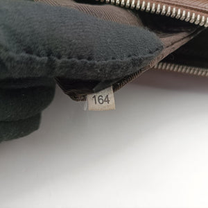 Triangle Logo Plate Brown Saffiano Leather 164