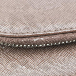 Triangle Logo Plate Brown Saffiano Leather 164