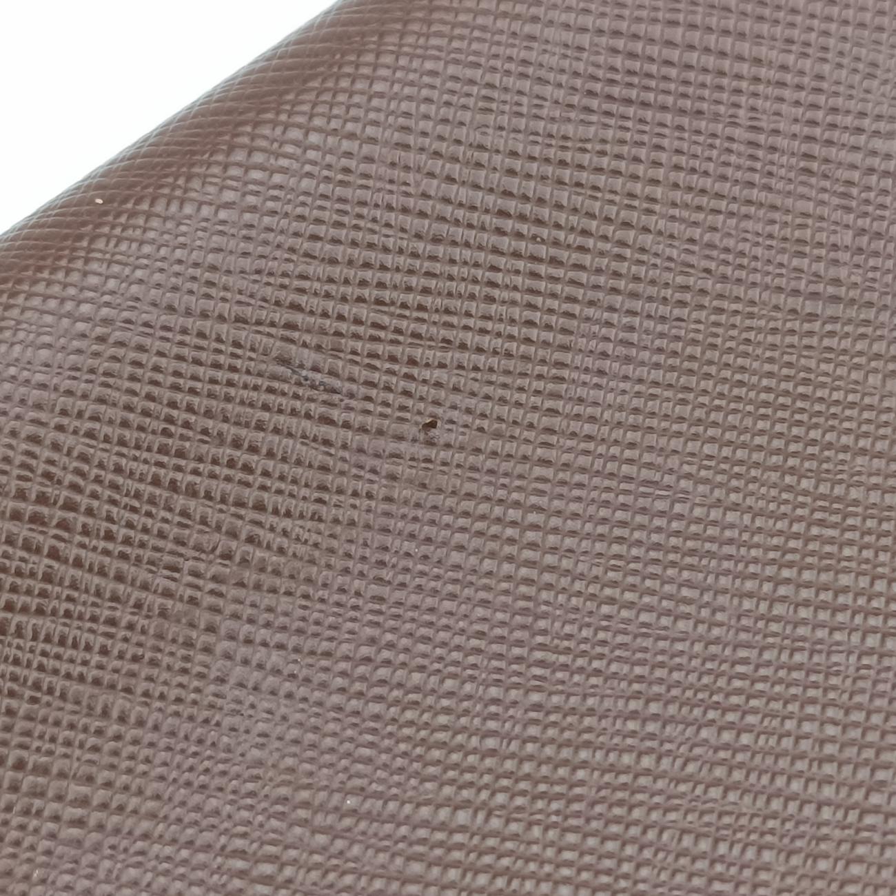 Triangle Logo Plate Brown Saffiano Leather 164