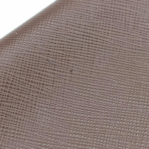 Triangle Logo Plate Brown Saffiano Leather 164