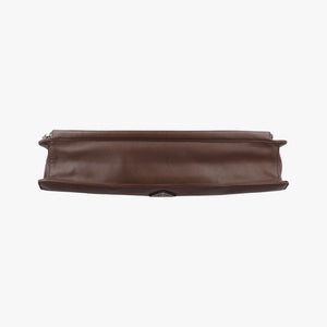 Triangle Logo Plate Brown Saffiano Leather 164