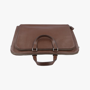 Triangle Logo Plate Brown Saffiano Leather 164