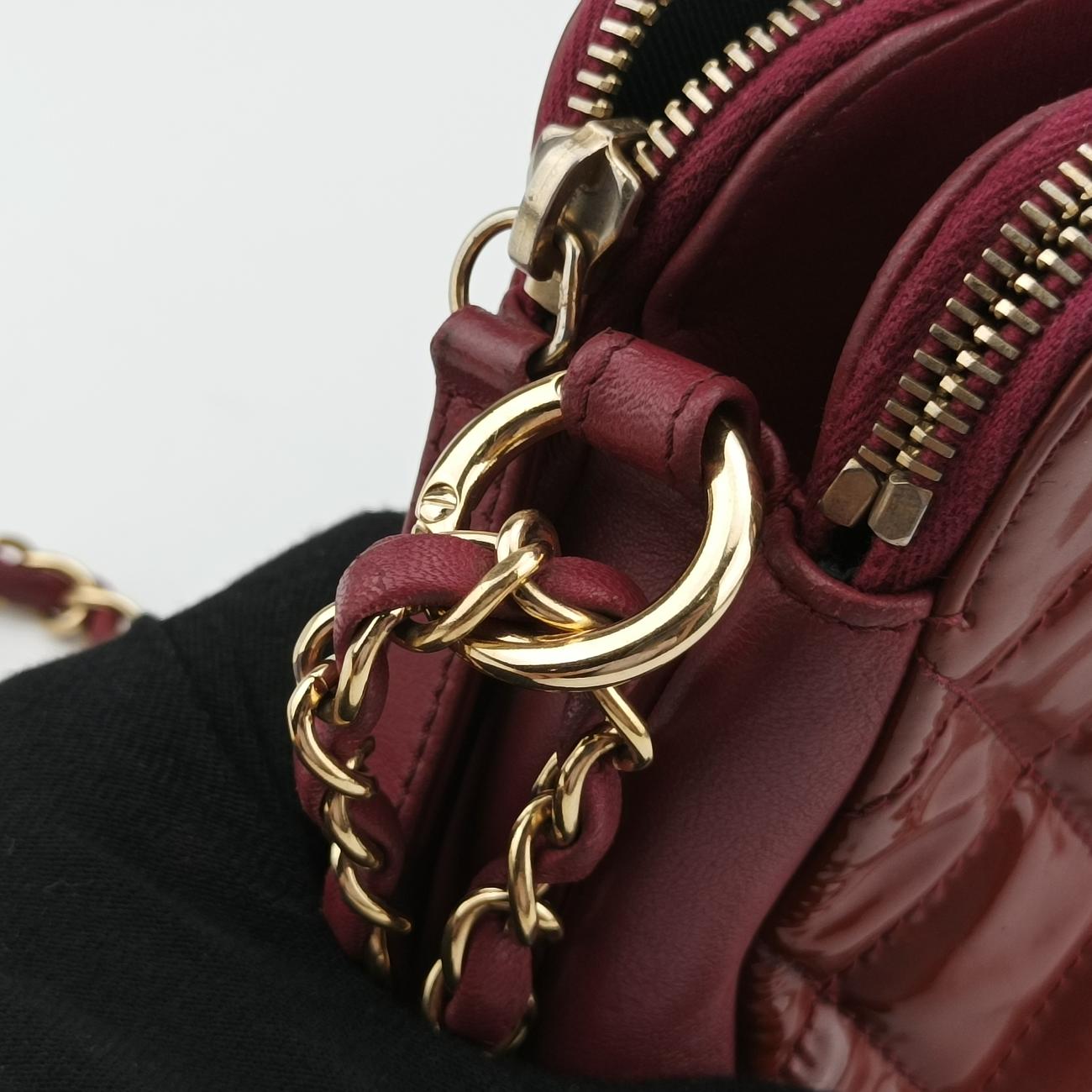 Crown CC Double Zip Bordeaux Patent×Leather 20501866