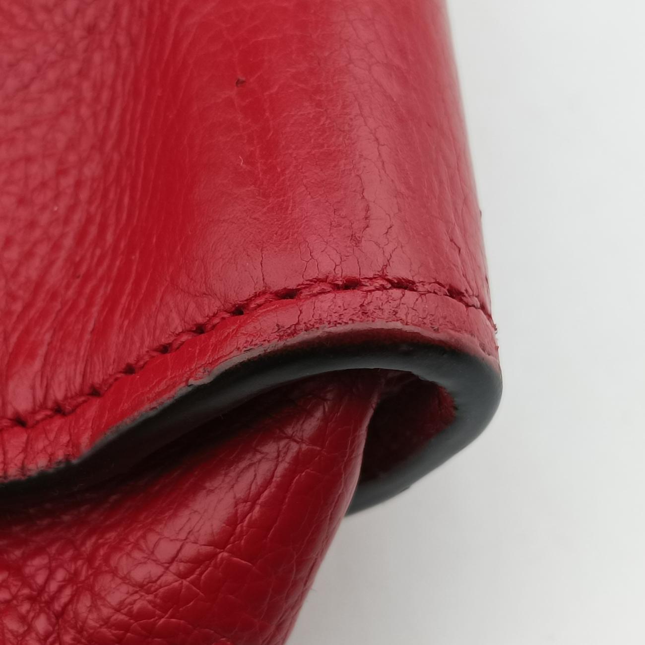 Twin Pocket Winged Tote Red Leather 12 113