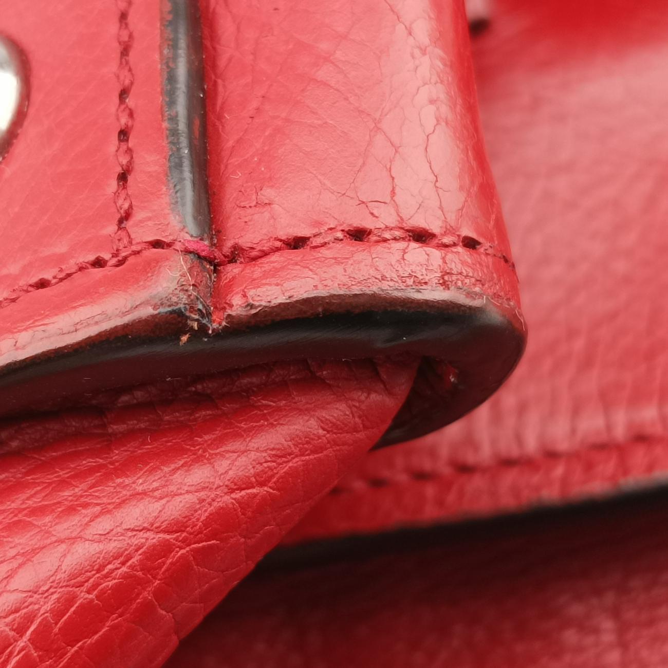 Twin Pocket Winged Tote Red Leather 12 113