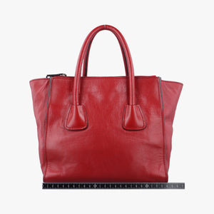 Twin Pocket Winged Tote Red Leather 12 113