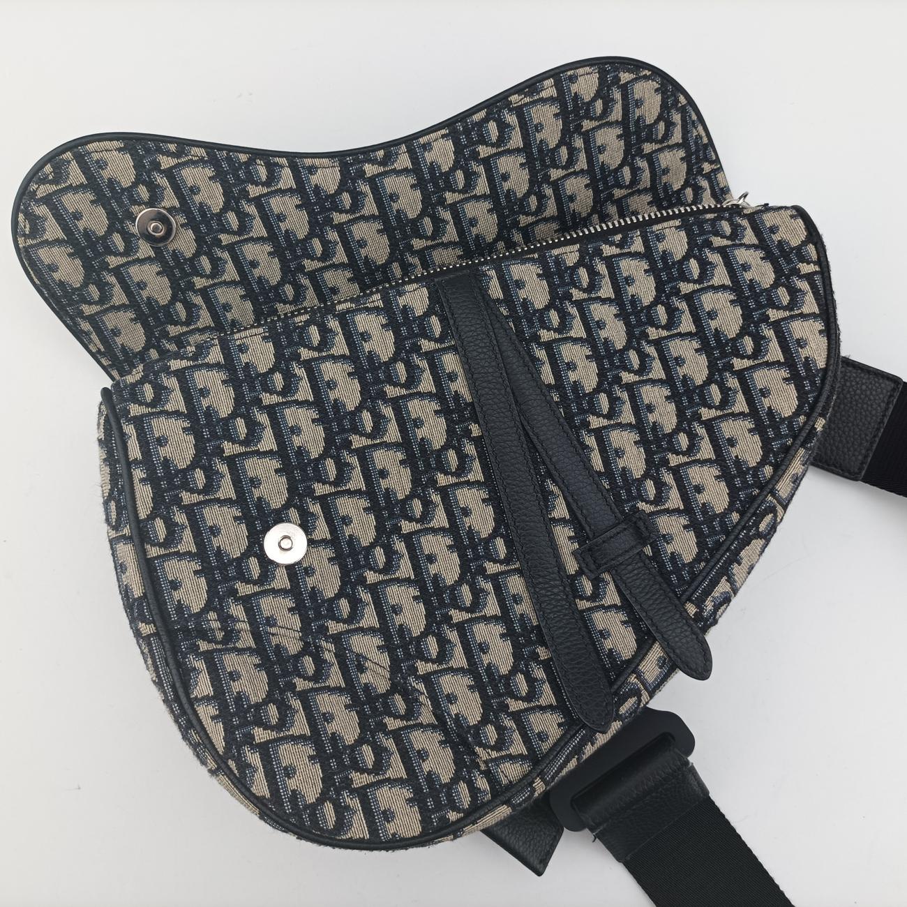 Saddlebags Gray x Navy Jacquard x Leather 21-BO-1210