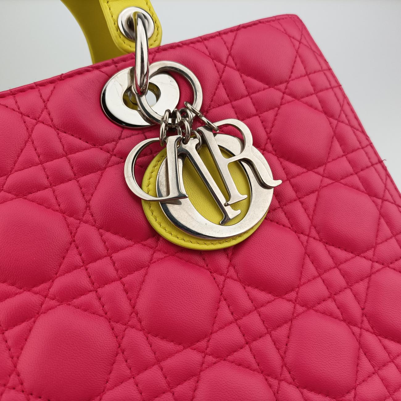 Lady Dior Rose Red x Yellow x Blue lambskin 15-BO-1103