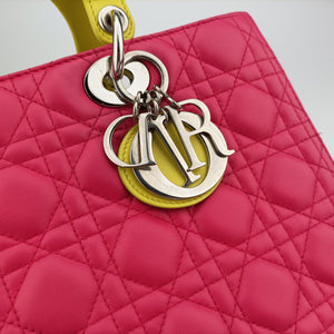 Lady Dior Rose Red x Yellow x Blue lambskin 15-BO-1103