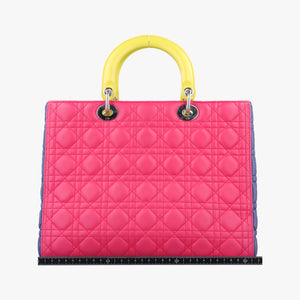 Lady Dior Rose Red x Yellow x Blue lambskin 15-BO-1103