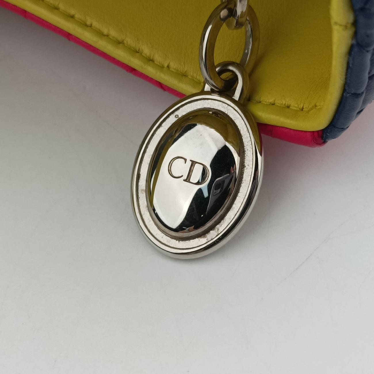 Lady Dior Rose Red x Yellow x Blue lambskin 15-BO-1103