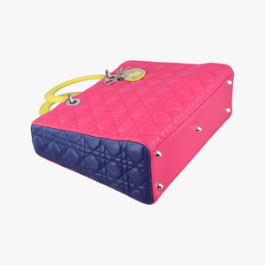 Lady Dior Rose Red x Yellow x Blue lambskin 15-BO-1103