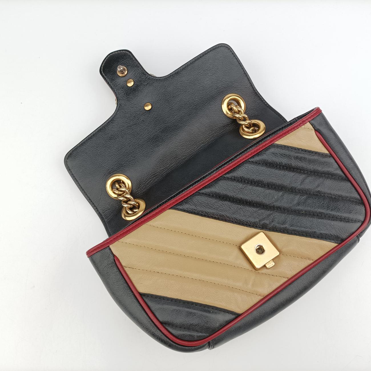 GG Marmont Beige x Black x Red Leather A028870102