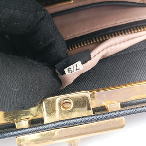 Framed Top Handle Tote Black Saffiano Leather 7/9