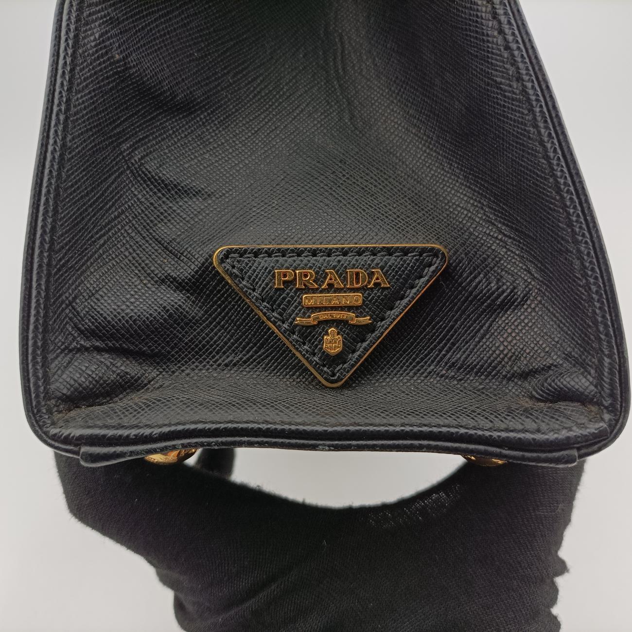 Framed Top Handle Tote Black Saffiano Leather 7/9
