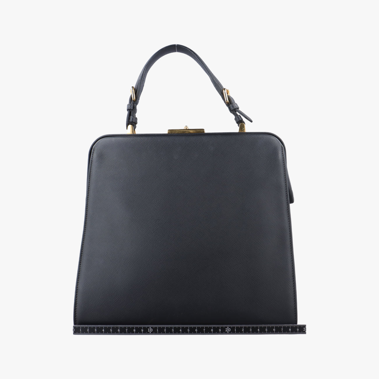 Framed Top Handle Tote Black Saffiano Leather 7/9
