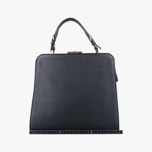 Framed Top Handle Tote Black Saffiano Leather 7/9