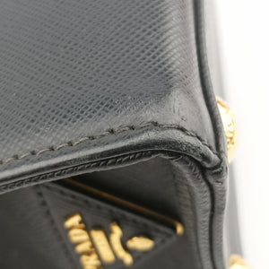 Framed Top Handle Tote Black Saffiano Leather 7/9