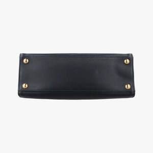 Framed Top Handle Tote Black Saffiano Leather 7/9