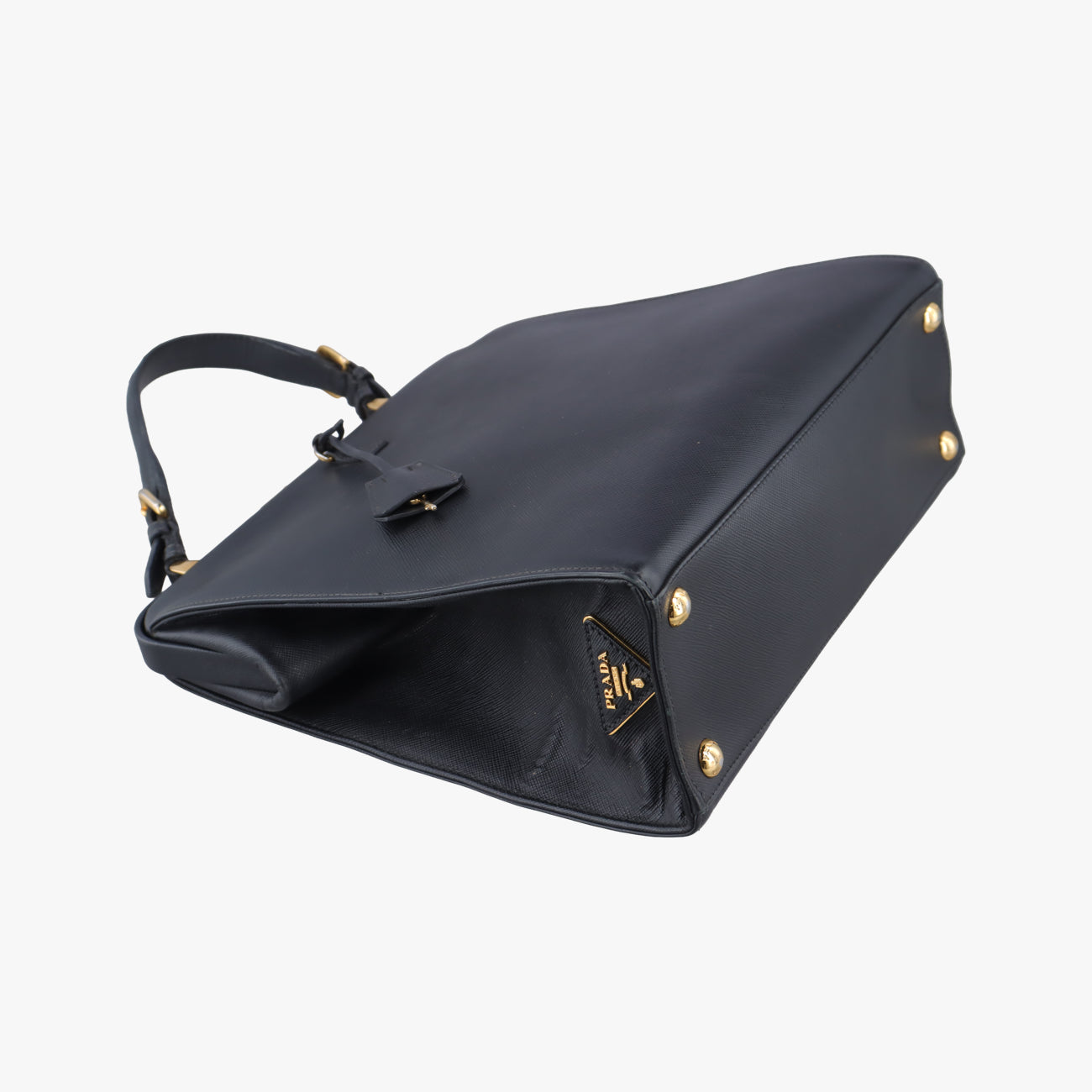 Framed Top Handle Tote Black Saffiano Leather 7/9