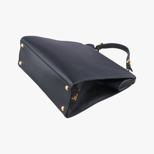 Framed Top Handle Tote Black Saffiano Leather 7/9