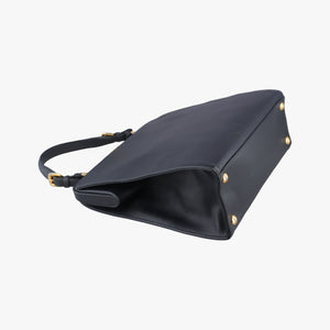 Framed Top Handle Tote Black Saffiano Leather 7/9